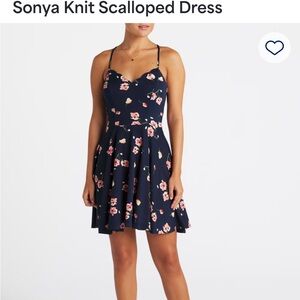 Floral Navy Scalloped Mini Dress